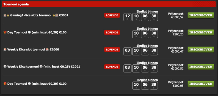 Casinotoernooien van Bingoal