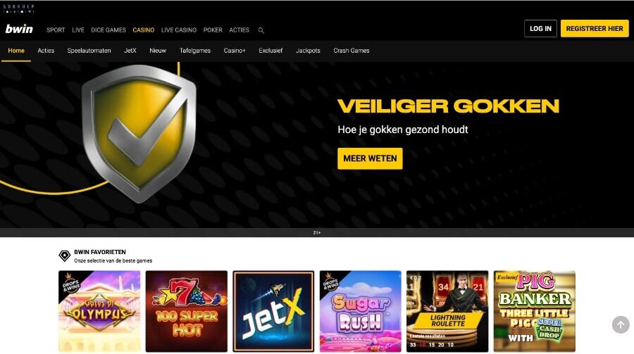 Homepage van bwin.be