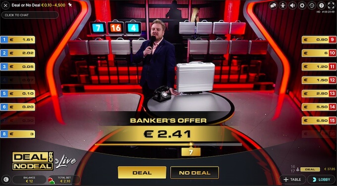 Deal or No Deal Live: het kofferspel van aanbod en aanvaarding Kofferspel Deal or No Deal Live