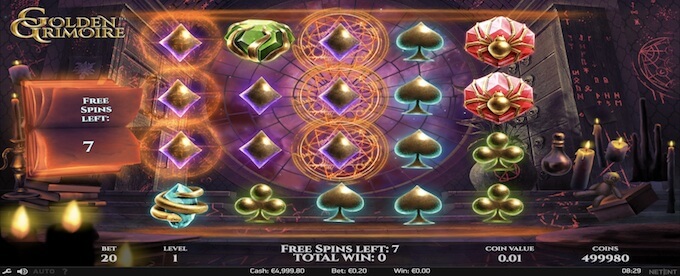 De free spins feature van Golden Grimoire Golden Grimoire slot free spins