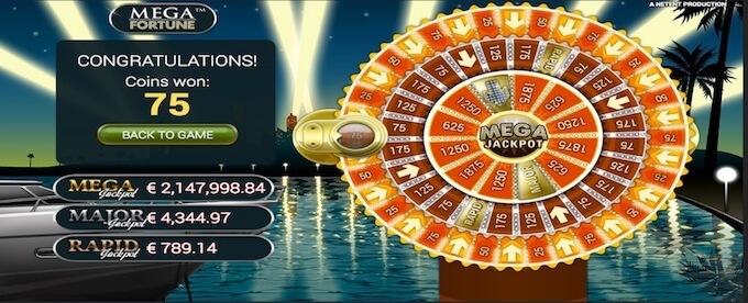 Waar het allemaal om te doen is: het Mega Fortune bonusrad Mega Fortune jackpot