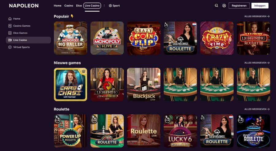 Napoleon Games Live Casino