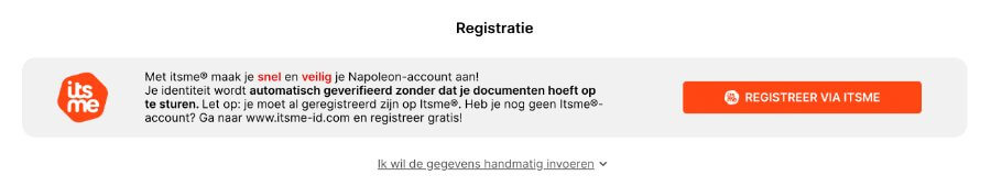 Registratie bij Napoleon Sports & Casino