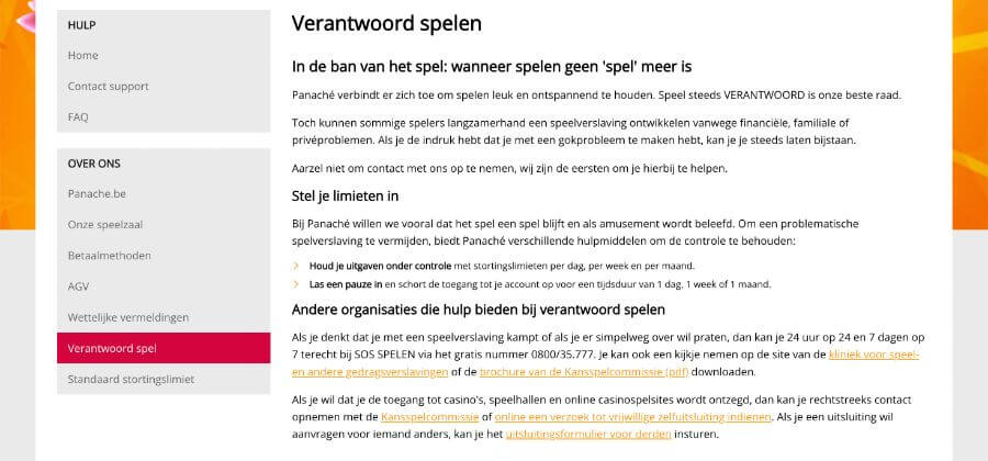 Verantwoord spelen bij Panache.be