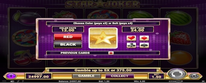 De gamble feature van Star Joker Star Joker gamble feature
