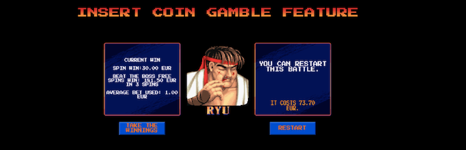 De Insert Coin Gamble feature van Street Fighter 2 The World Warrior Slot! Insert Coin Gamble