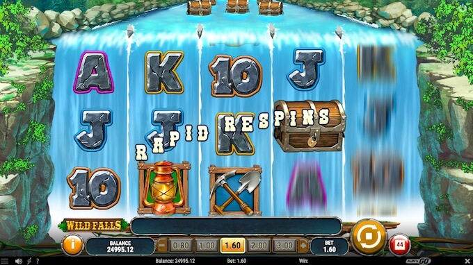 Wild Falls slot: de rapid respins feature in actie Wild Falls slot rapid respins